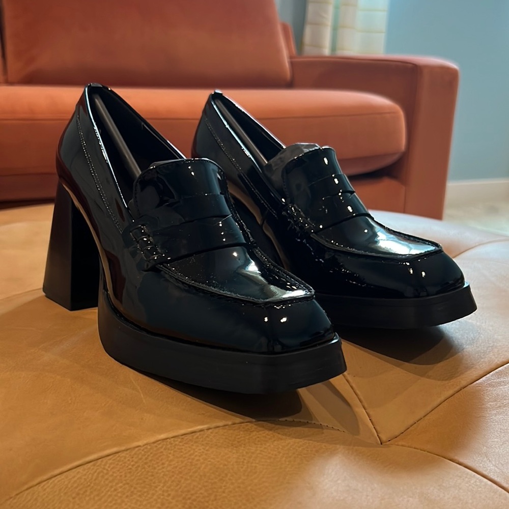 ALOHAS Take Off Black black patent leather heel loafers